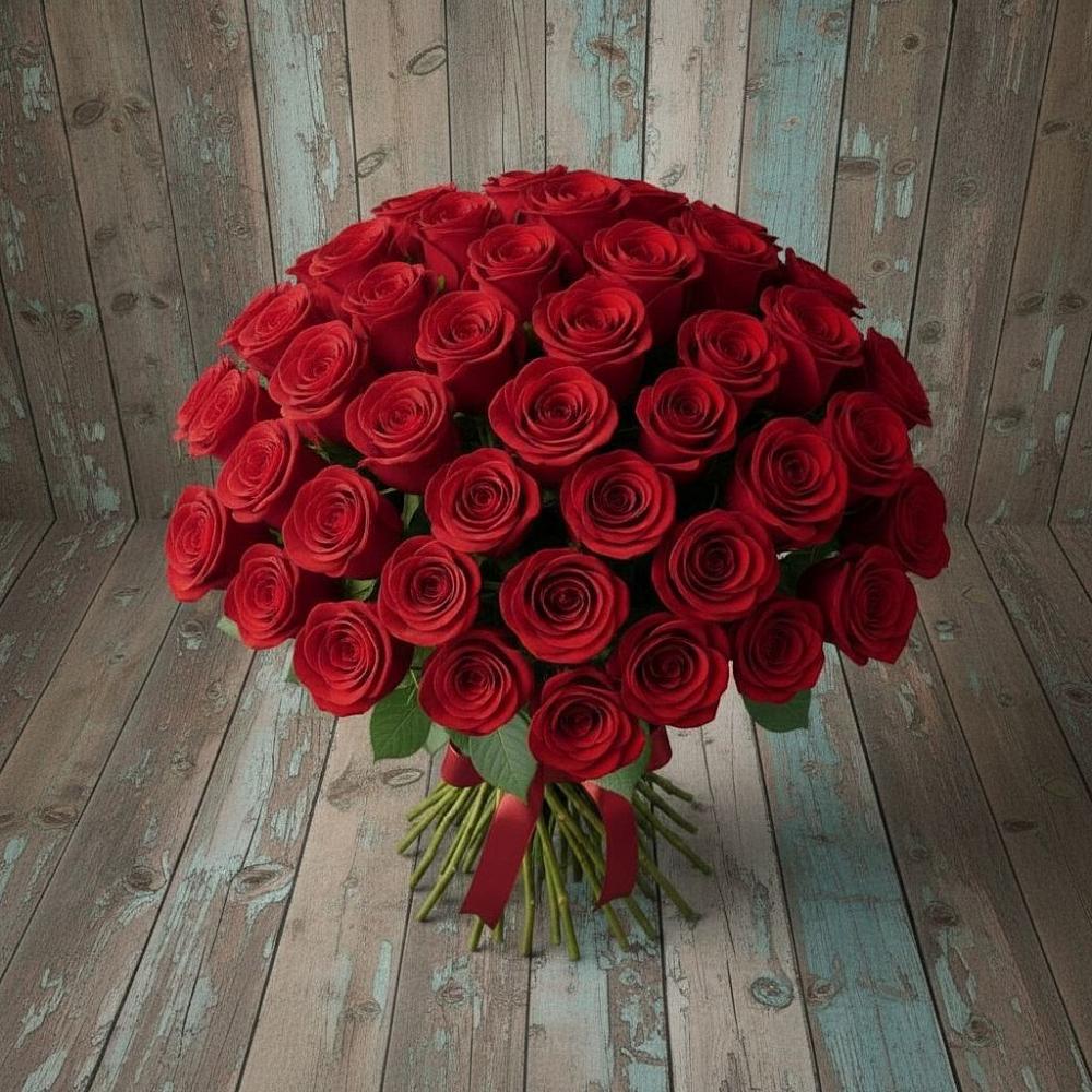 Букет 55 Красных роз Фридом в Заполярном Республики Коми