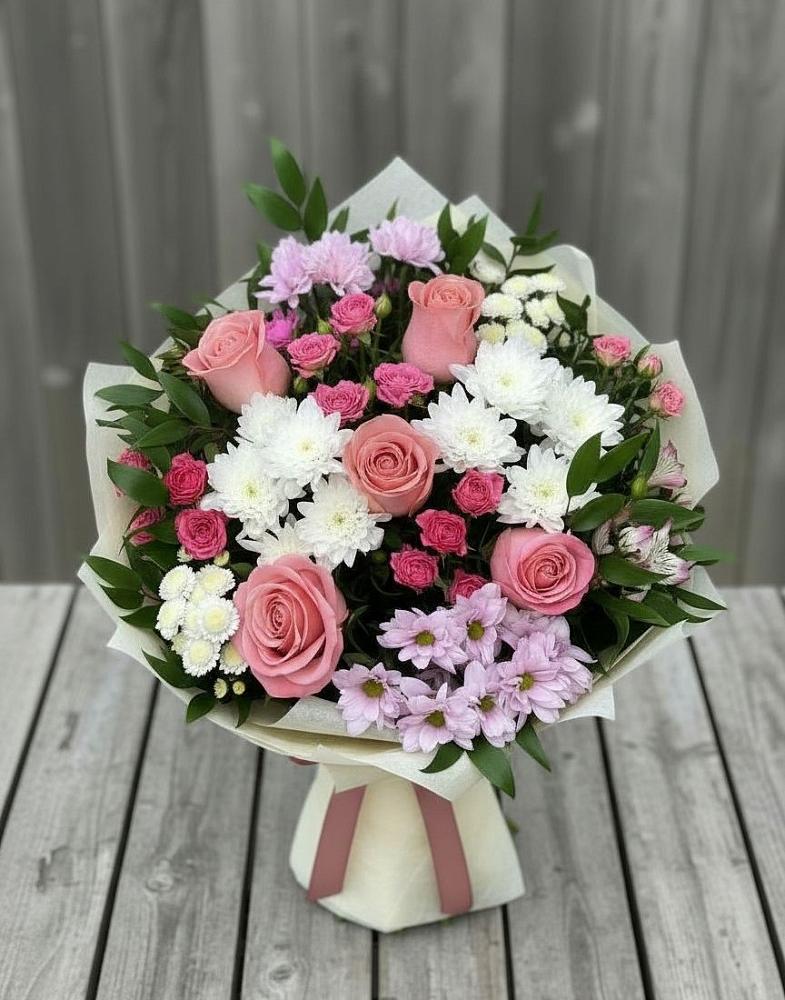 Букет цветов из: Альстромерии, Гвоздики, Розы и Хризантемы в Заполярном Республики Коми