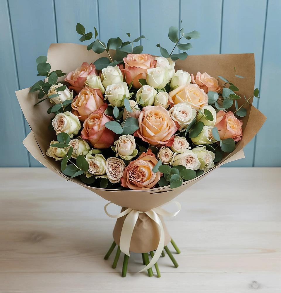 Букет цветов из: Альстромерии и Розы в Заполярном Республики Коми