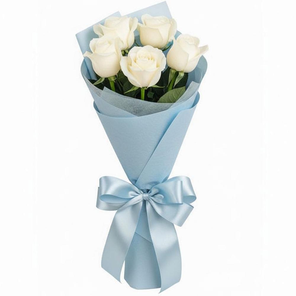 Букет 5 Белых роз Проуд в Заполярном Республики Коми