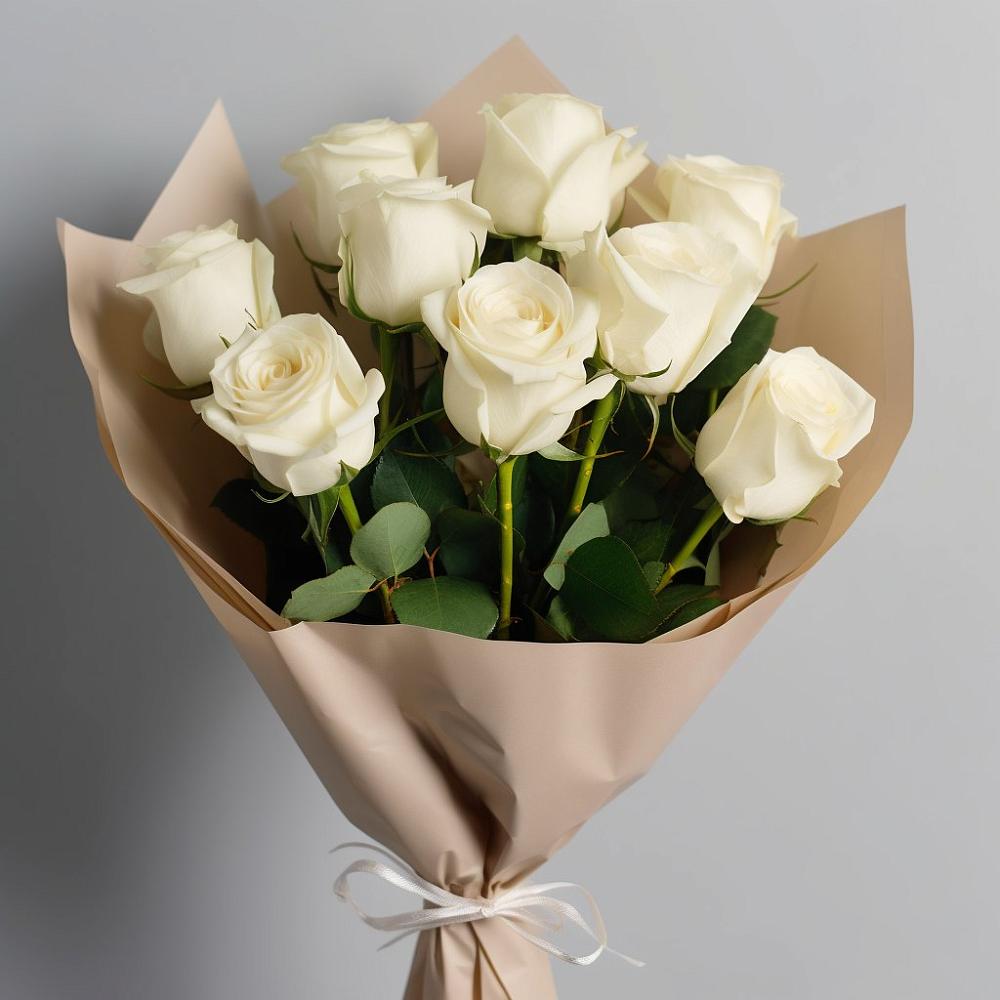 Букет 9 Белых роз Эдлесс Лав в Заполярном Республики Коми