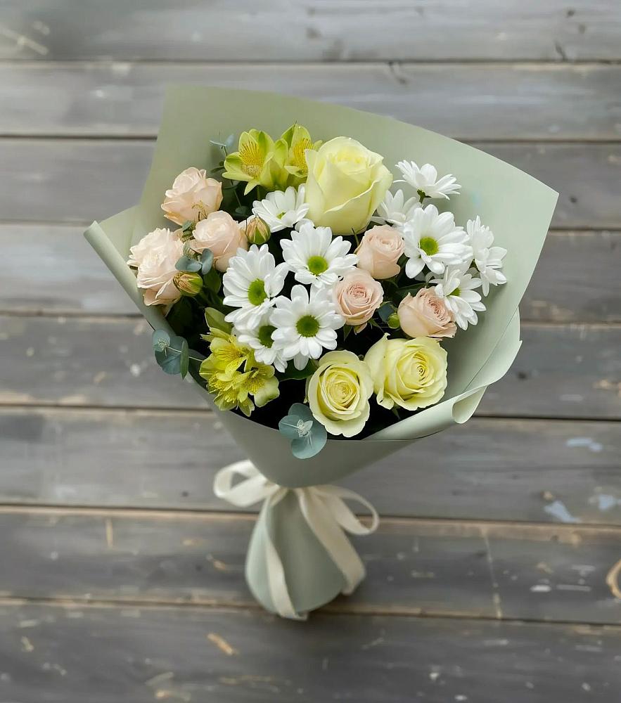 Букет цветов из: Альстромерии, Розы и Хризантемы в Заполярном Республики Коми
