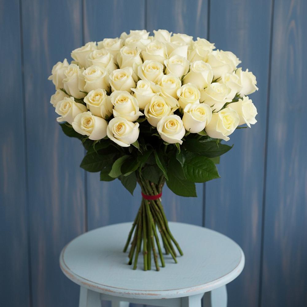 Букет 51 Белая роза Эдлесс Лав в Заполярном Республики Коми