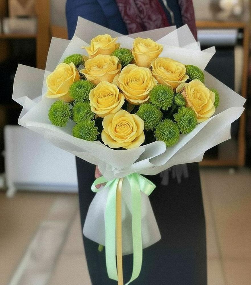 Букет цветов из: Хризантемы и Розы в Заполярном Республики Коми