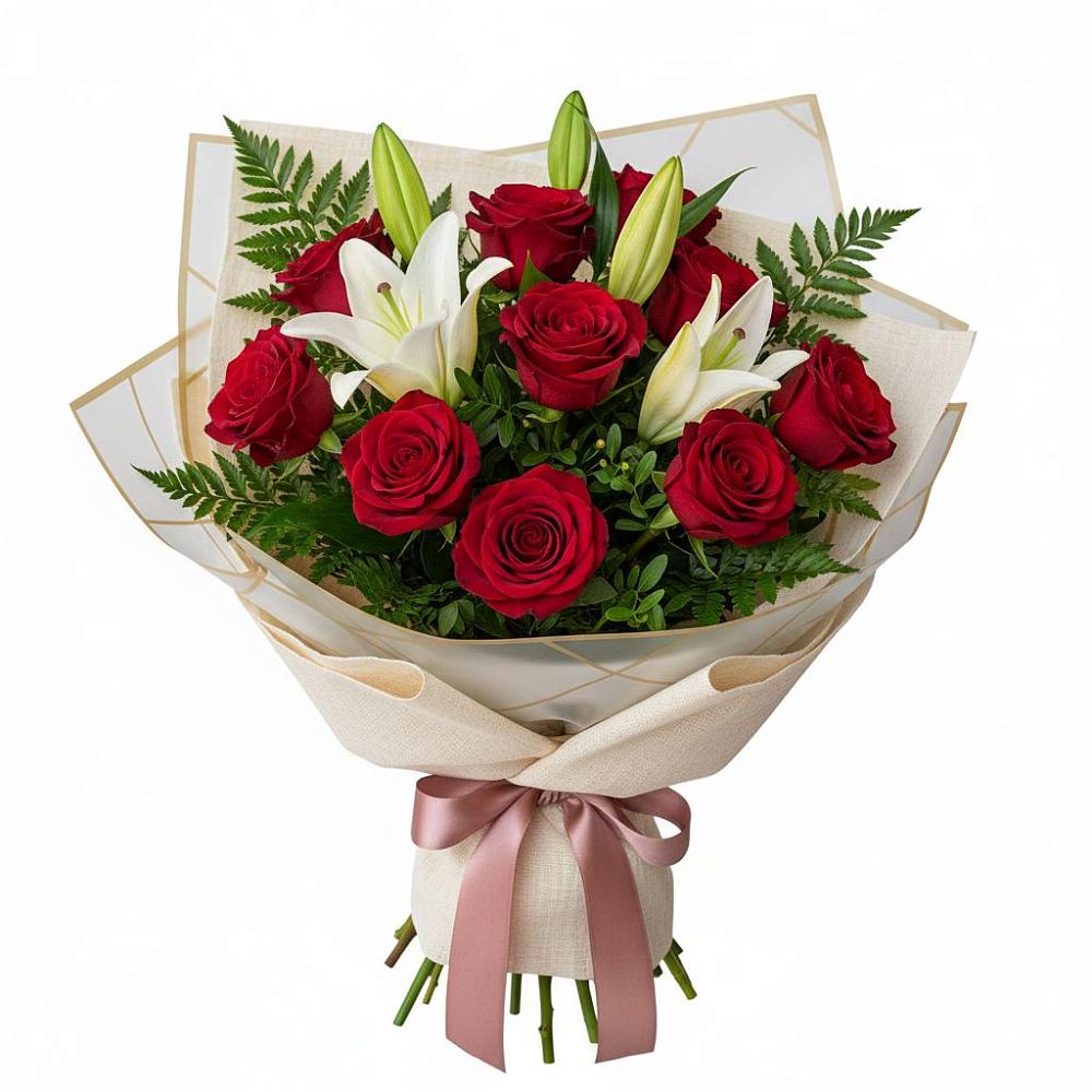 Букет цветов из: Лилии и Розы в Заполярном Республики Коми