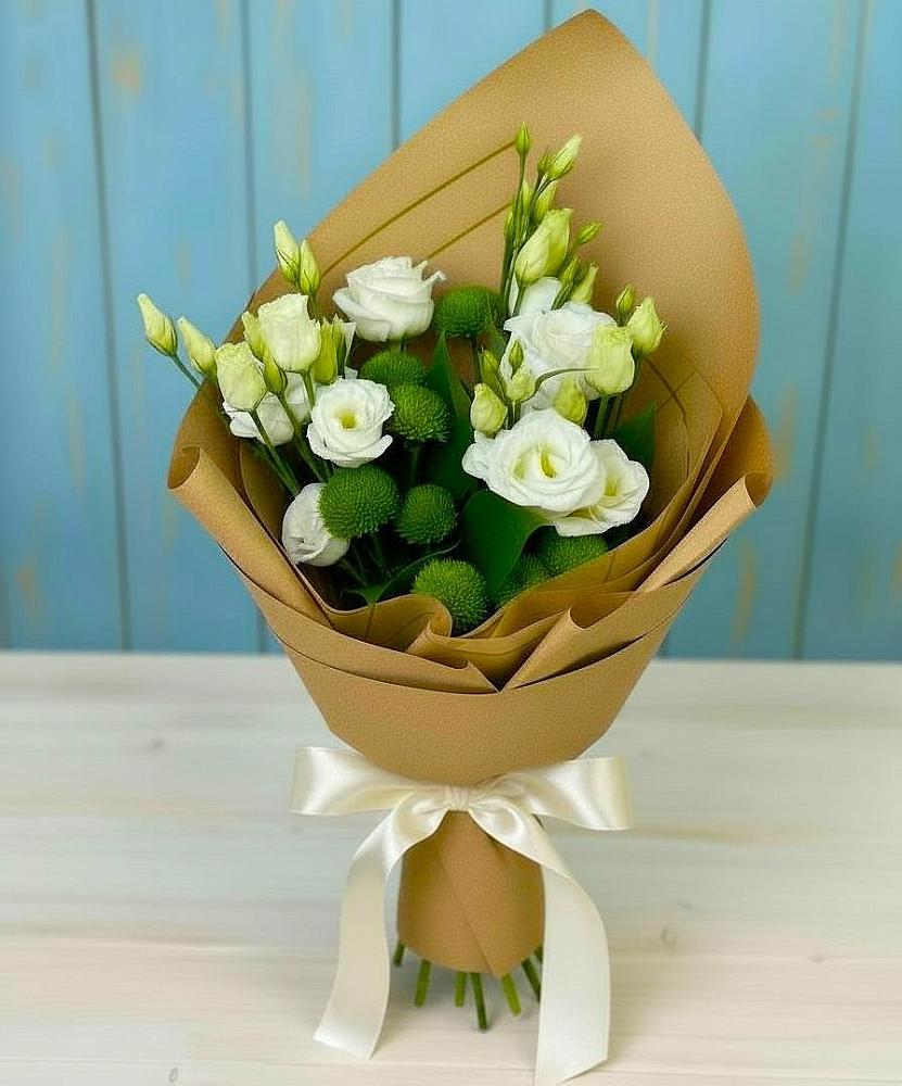 Букет цветов из: Хризантемы и Лизиантусы в Заполярном Республики Коми