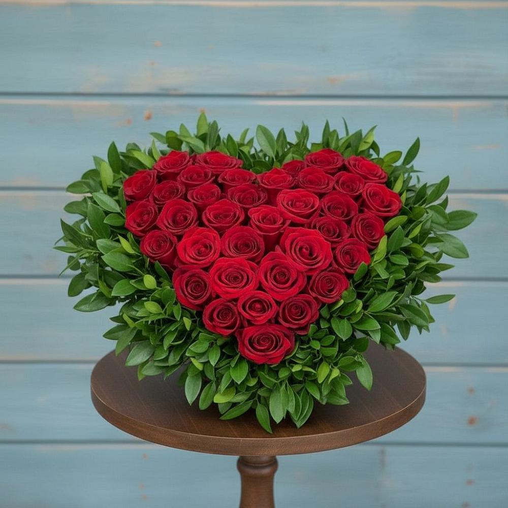 Цветочная композиция из Розы в виде сердца в Заполярном Республики Коми