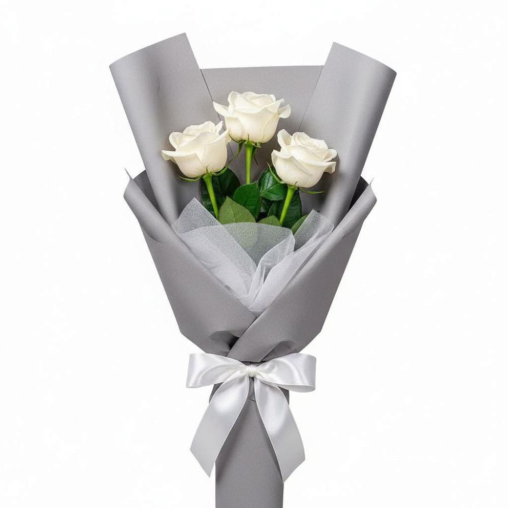 Букет 3 белые розы в Заполярном Республики Коми