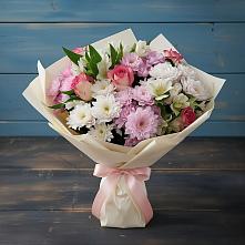 Букет цветов из:  Хризантемы, Альстромерии и Розы в Заполярном Республики Коми