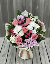 Букет цветов из:  Альстромерии, Гвоздики, Розы и Хризантемы в Заполярном Республики Коми