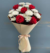 Букет цветов из:  Розы и Хризантемы в Заполярном Республики Коми