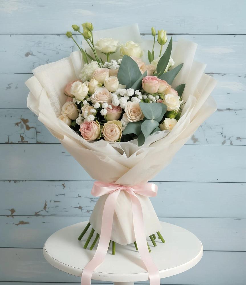 Букет цветов из: Розы и Лизиантусы в Заполярном Республики Коми