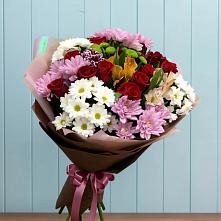 Букет цветов из:  Розы, Хризантемы и Альстромерии #REPLACE_PRED# Заполярном Республики Коми